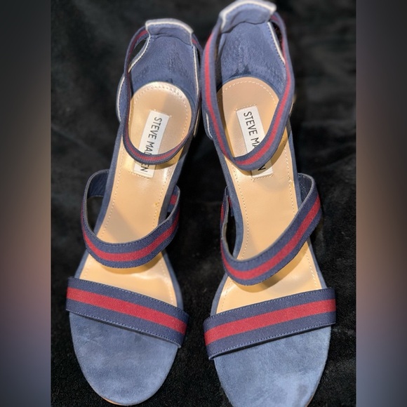 Steve Madden Blue and Red Heeled Sandals - Picture 3 of 14